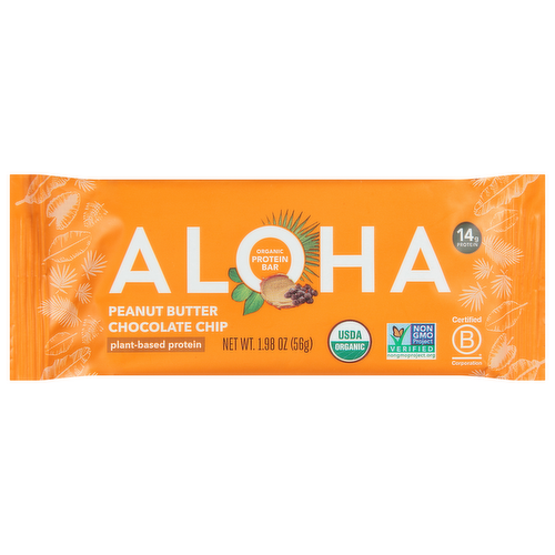 Aloha Organic Peanut Butter Chocolate Chip Plant-Based Protein Bar
