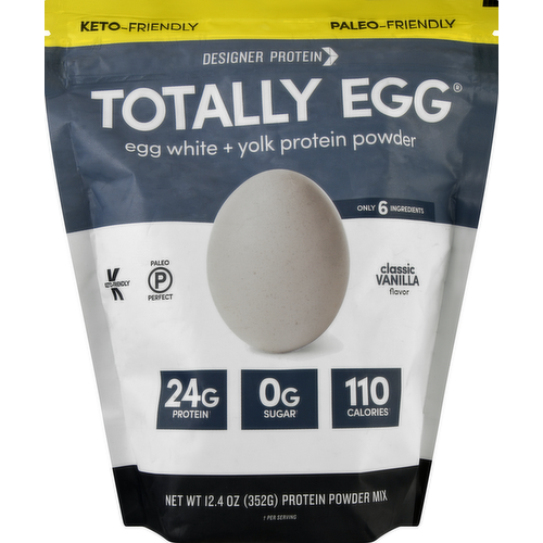 Designer Protein Totally Egg Natural Egg White & Yolk Protein Powder Classic Vanilla