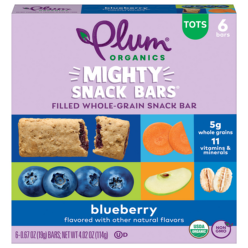 Plum Organics Mighty Snack Bars Organic Blueberry Filled Multigrain Bars forToddlers