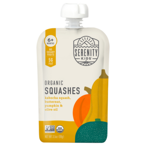 Serenity Kids Organic Squashes with Kabocha Squash, Butternut & Pumpkin 6+ Months Baby Food Squeeze Pouch