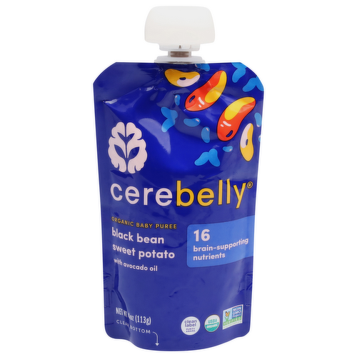 Cerebelly Organic Baby Food Puree Black Bean Sweet Potato with Avocado Oil