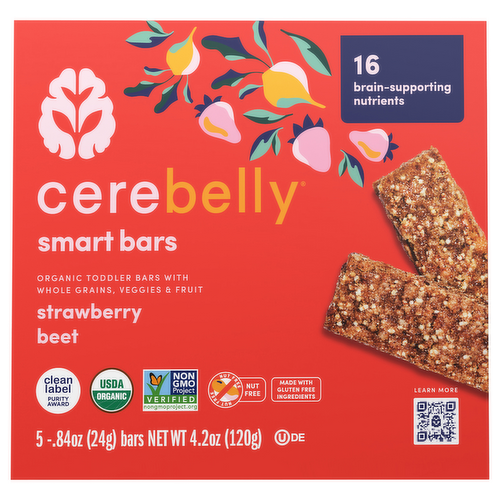 Cerebelly Smart Bars Organic Toddler Bars Strawberry Beet