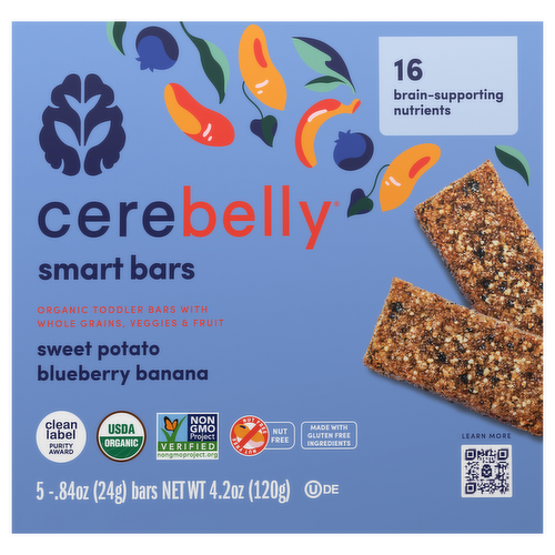 Cerebelly Smart Bars Organic Toddler Bars Sweet Potato Blueberry Banana