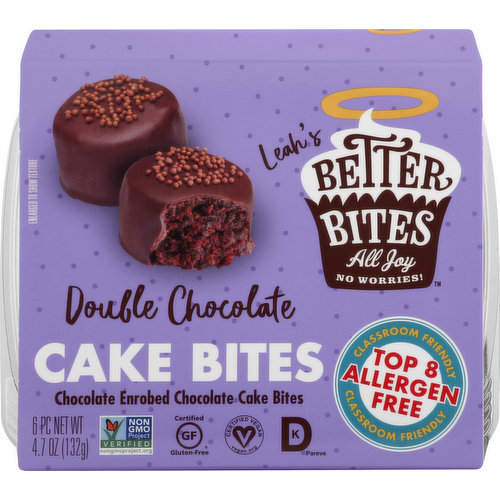 Leah's Better Bites Double Chocolate Cake Bites Vegan & Gluten Free Chocolate Enrobed Cake Bites