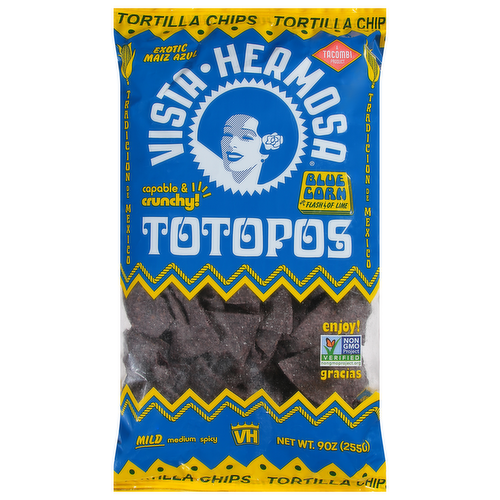 Vista Hermosa Blue Corn with a Flash of Lime Totopos Tortilla Chips