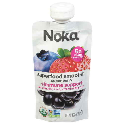 Noka Superfood Smoothie Organic Super Berry Immunity Boost Blend Snack