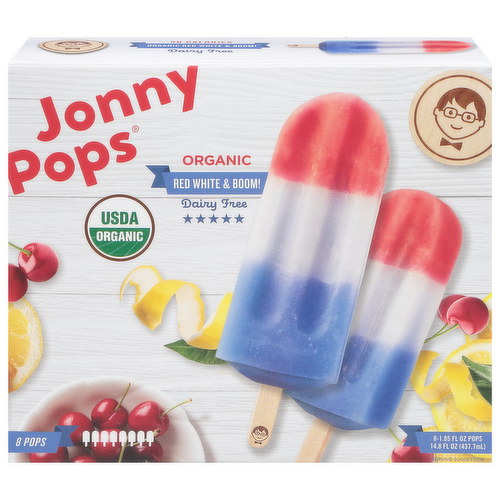 JonnyPops Organic Red White & Boom Cherry Lemonade Juice Pops