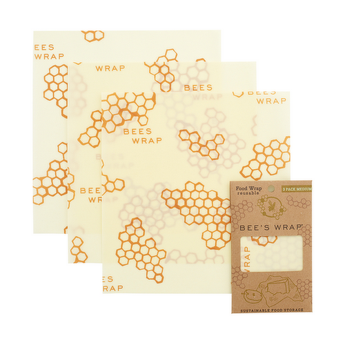 Bee's Wrap Reusable Beeswax Food Wraps Medium Honeycomb Design