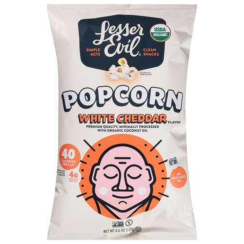 LesserEvil Organic White Cheddar Flavor Popcorn
