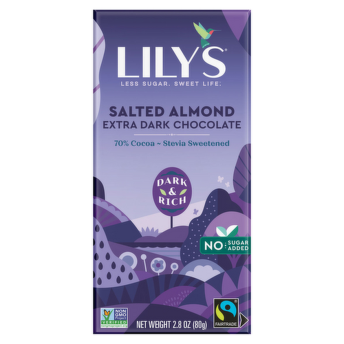 Lily's 70% Extra Dark Chocolate Salted Almond Bar with Stevia