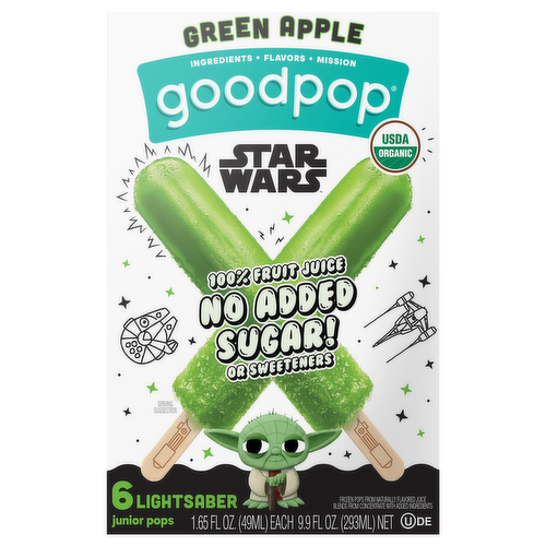 GoodPop No Sugar Added Star Wars Green Apple Junior Pops