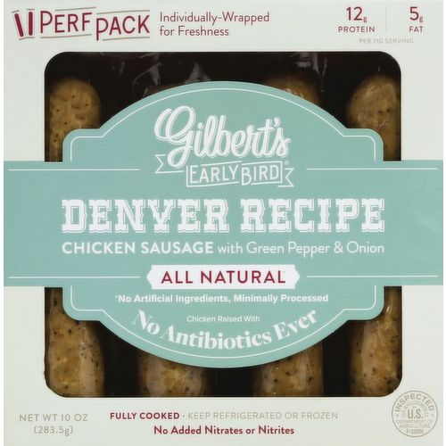 Gilbert's Early Bird Green Pepper & Onion Chicken Breakfast Sausages