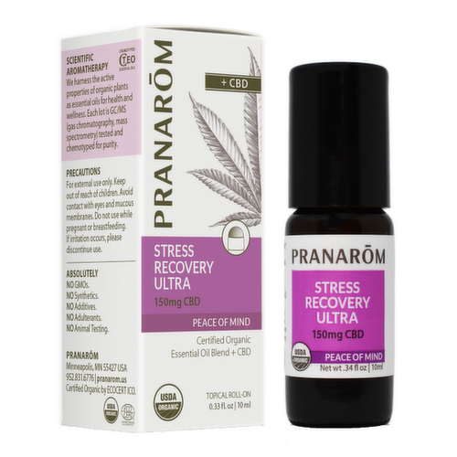 Pranarom Stress Recovery Ultra CBD Wellness Formula Organic Essential Oil Roll-On