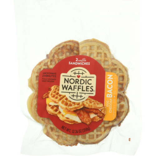 Nordic Waffles Egg, Cheese & Bacon Waffle Breakfast Sandwiches