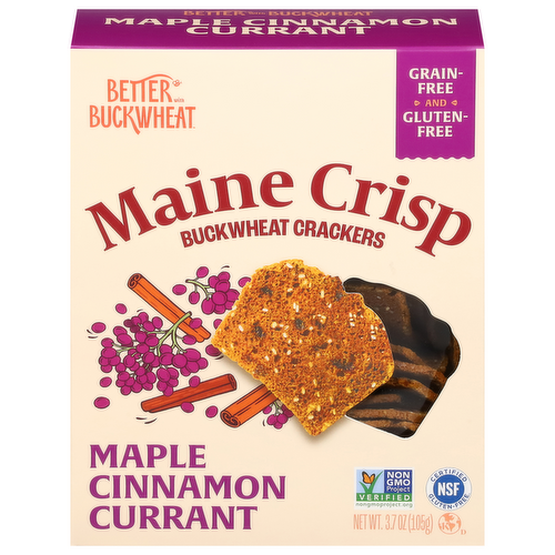 Better with Buckwheat Maine Crisp Maple Cinnamon Currant Buckwheat Crackers