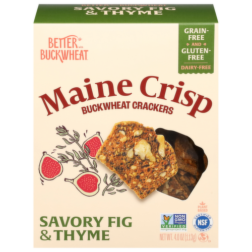 Better with Buckwheat Maine Crisp Savory Fig & Thyme Buckwheat Crackers