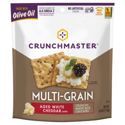 Crunchmaster Multi-Grain Aged White Cheddar Flavored Rice Crackers