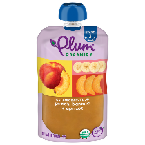 Plum Organics Peach, Apricot and Banana Stage 2 Baby Food Squeeze Pouch