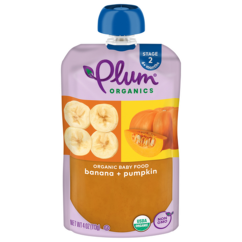 Plum Organics Pumpkin and Banana Stage 2 Baby Food Squeeze Pouch