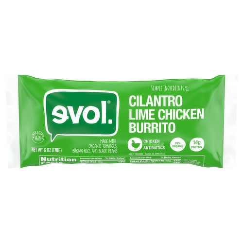 Evol Cilantro Lime Chicken Burrito