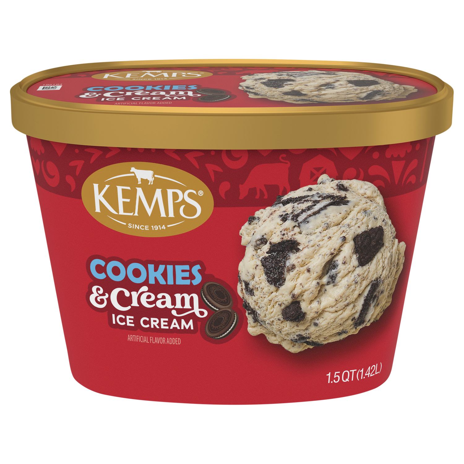 Kemps Cookies & Cream Reduced Fat Ice Cream Family Size - Lunds