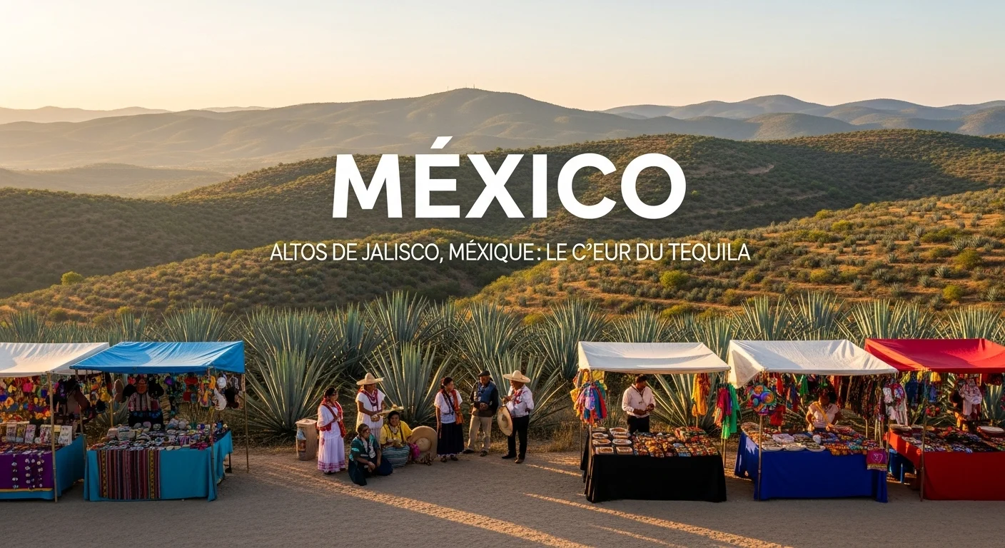 Paisaje mexicano moderno con elementos culturales y turísticos sobre Altos