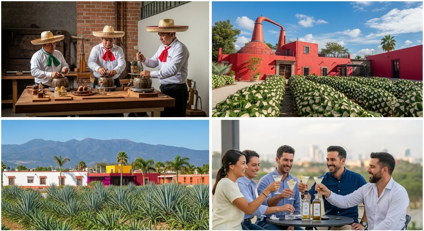 Paisaje mexicano moderno con elementos culturales y turísticos sobre Añejo