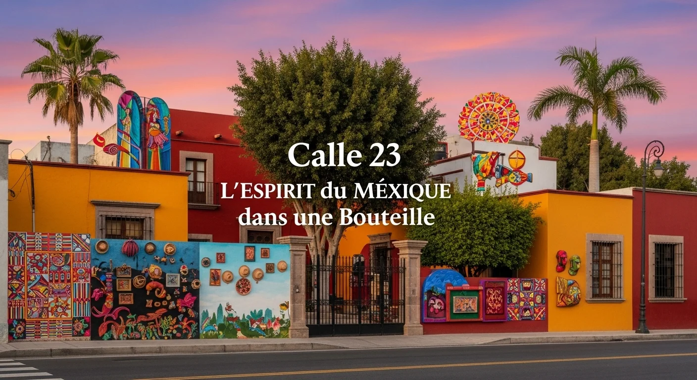 Paisaje mexicano moderno con elementos culturales y turísticos sobre Calle 23