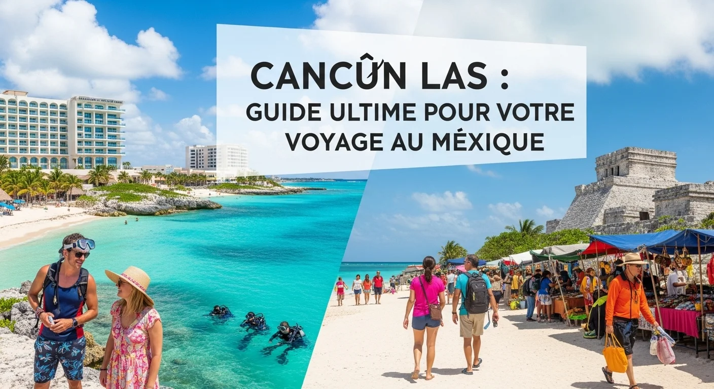 Paisaje mexicano moderno con elementos culturales y turísticos sobre Cancún Las