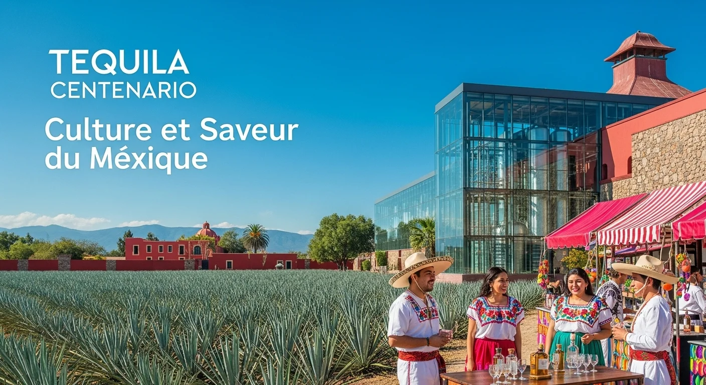 Paisaje mexicano moderno con elementos culturales y turísticos sobre Centenario