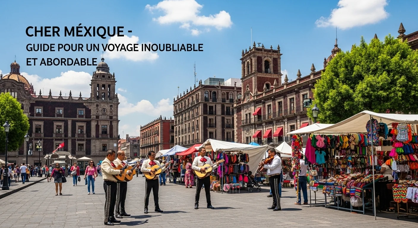 Paisaje mexicano moderno con elementos culturales y turísticos sobre Cher Mexique