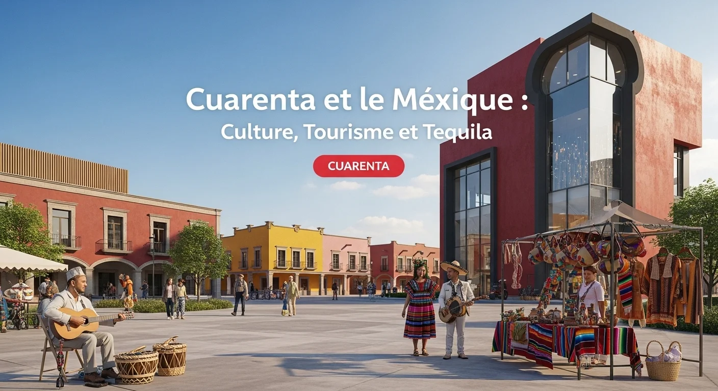 Paisaje mexicain moderne avec des éléments culturels et touristiques sur Cuarenta