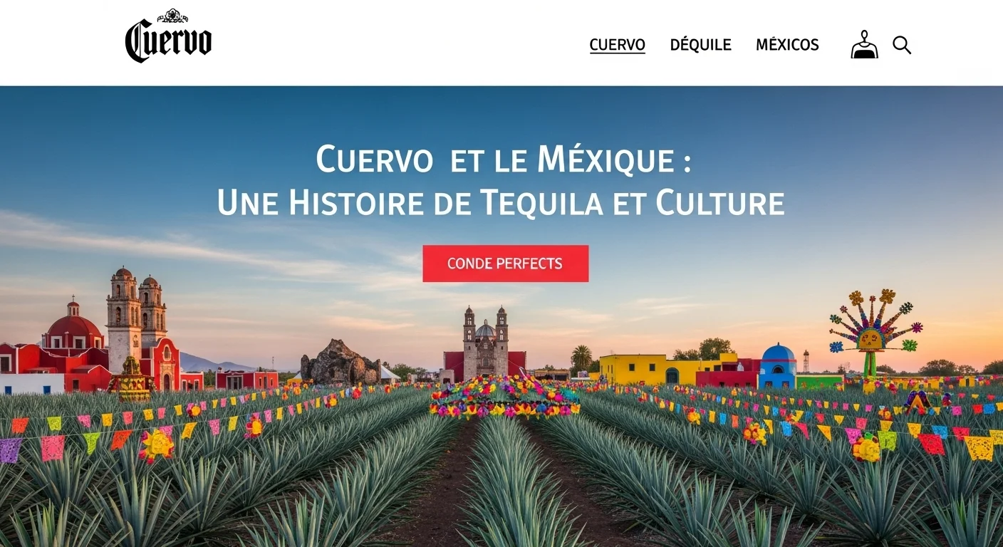 Paisaje mexicano moderno con elementos culturales y turísticos sobre Cuervo