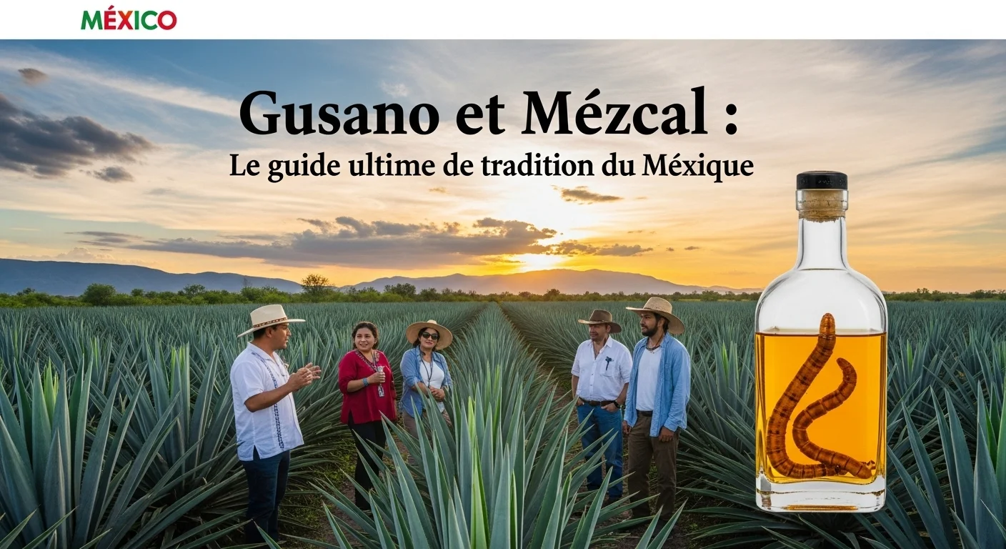 Paysage mexicain moderne avec des éléments culturels et touristiques sur le Gusano