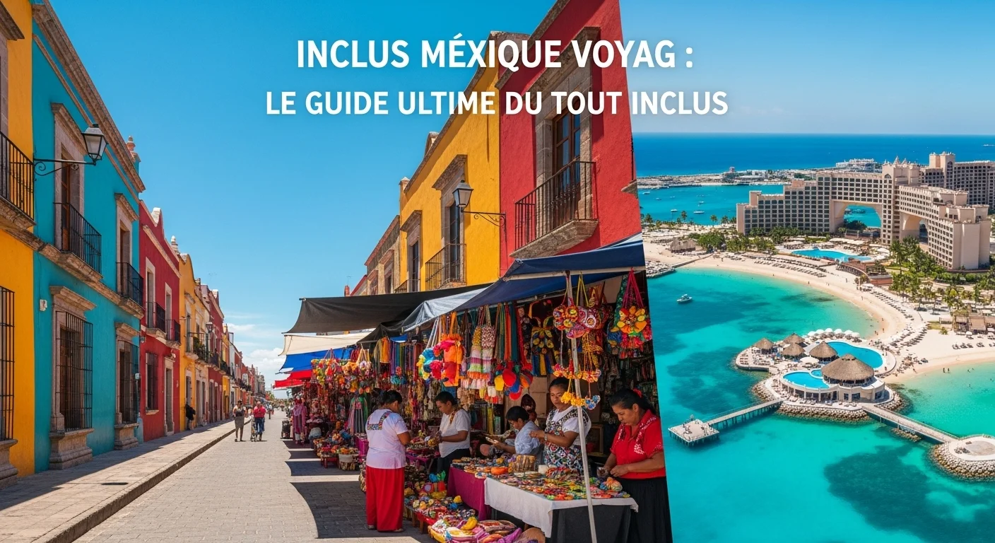 Paisaje mexicano moderno con elementos culturales y turísticos sobre Inclus Mexique Voyag