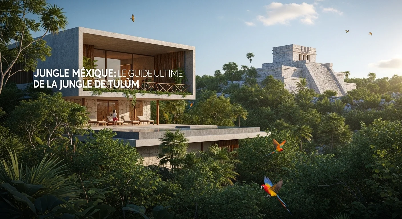 Paysage mexicain moderne avec éléments culturels et touristiques sur Jungle