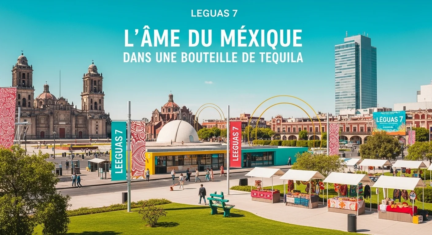 Paisaje mexicano moderno con elementos culturales y turísticos sobre Leguas 7