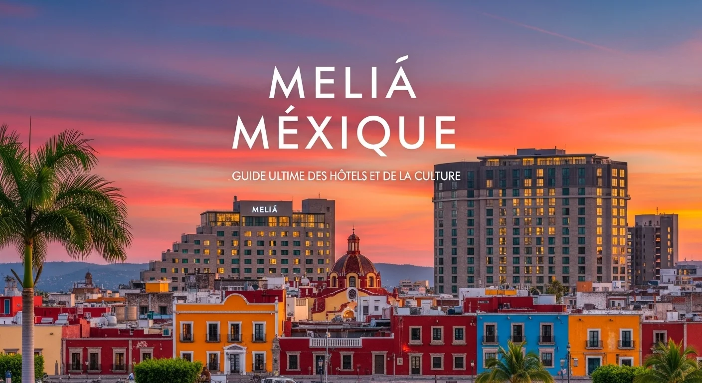 Paisaje mexicano moderno con elementos culturales y turísticos sobre Melia