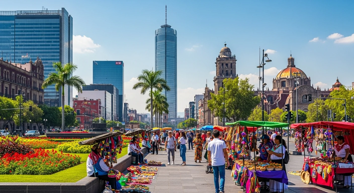 Paysage mexicain moderne avec éléments culturels et turísticos sur Mexicaine