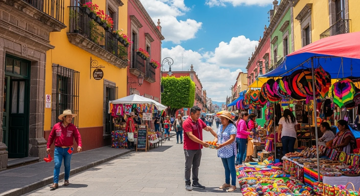 Paysage mexicain moderne avec des éléments culturels et touristiques sur les Mexicanos
