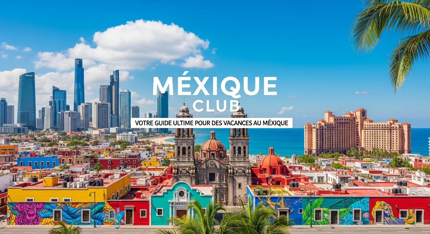 Paisaje mexicano moderno con elementos culturales y turísticos sobre Mexique Club