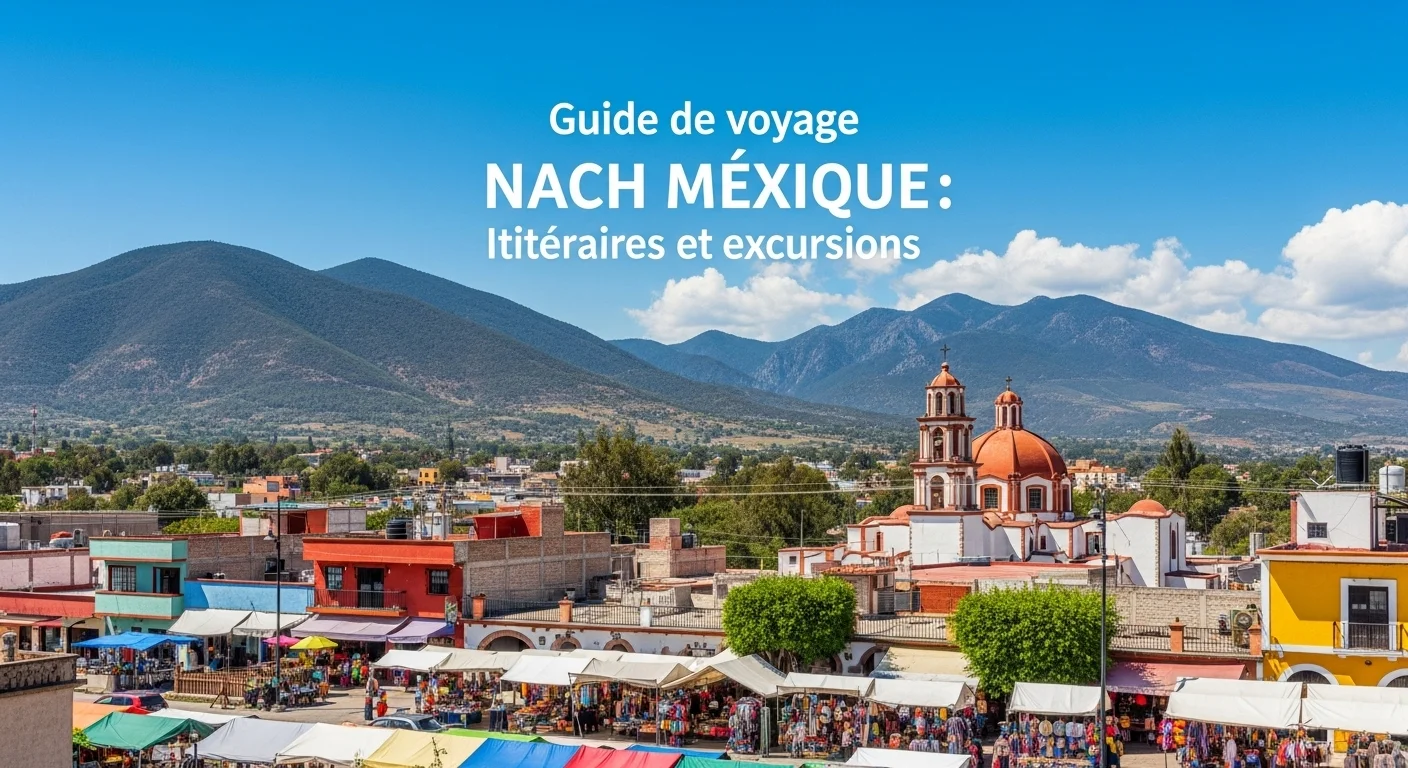 Paisaje mexicano moderno con elementos culturales y turísticos sobre Nach