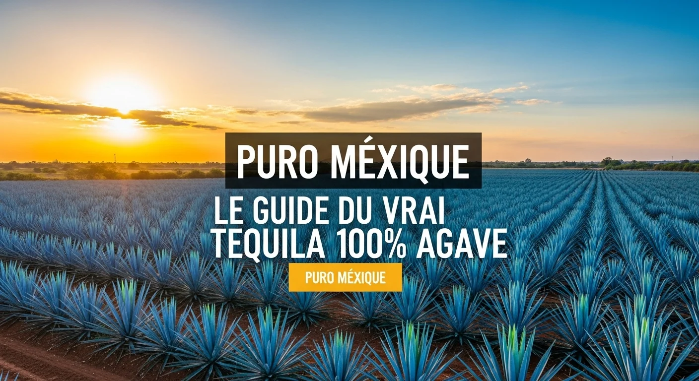 Paysage mexicain moderne avec des champs d'agave bleu sous un ciel ensoleillé, symbolisant le Puro au Mexique.