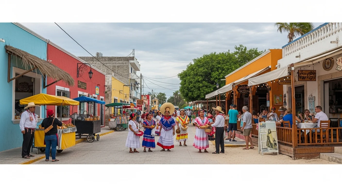 Paysage mexicain moderne avec des éléments culturels et touristiques sur Sabor Cozumel