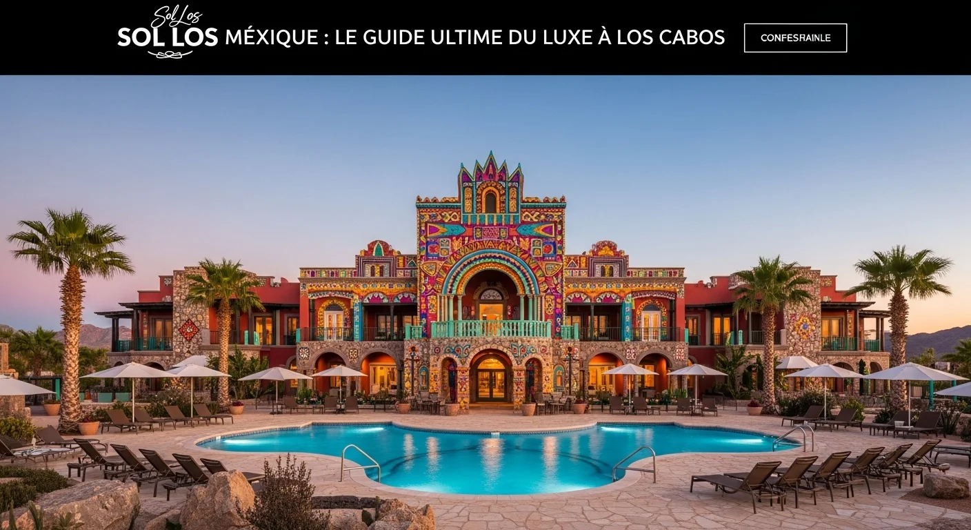 Paisaje mexicano moderno con elementos culturales y turísticos sobre Sol Los