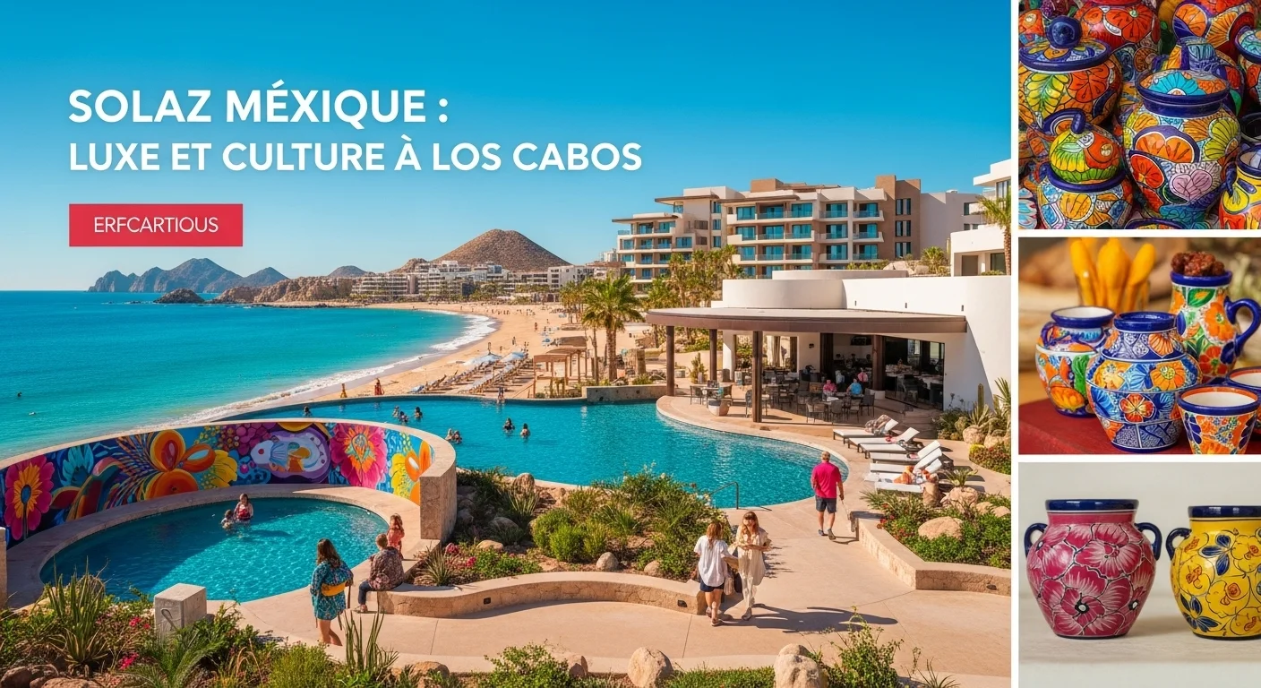 Paisaje mexicano moderno con elementos culturales y turísticos sobre Solaz