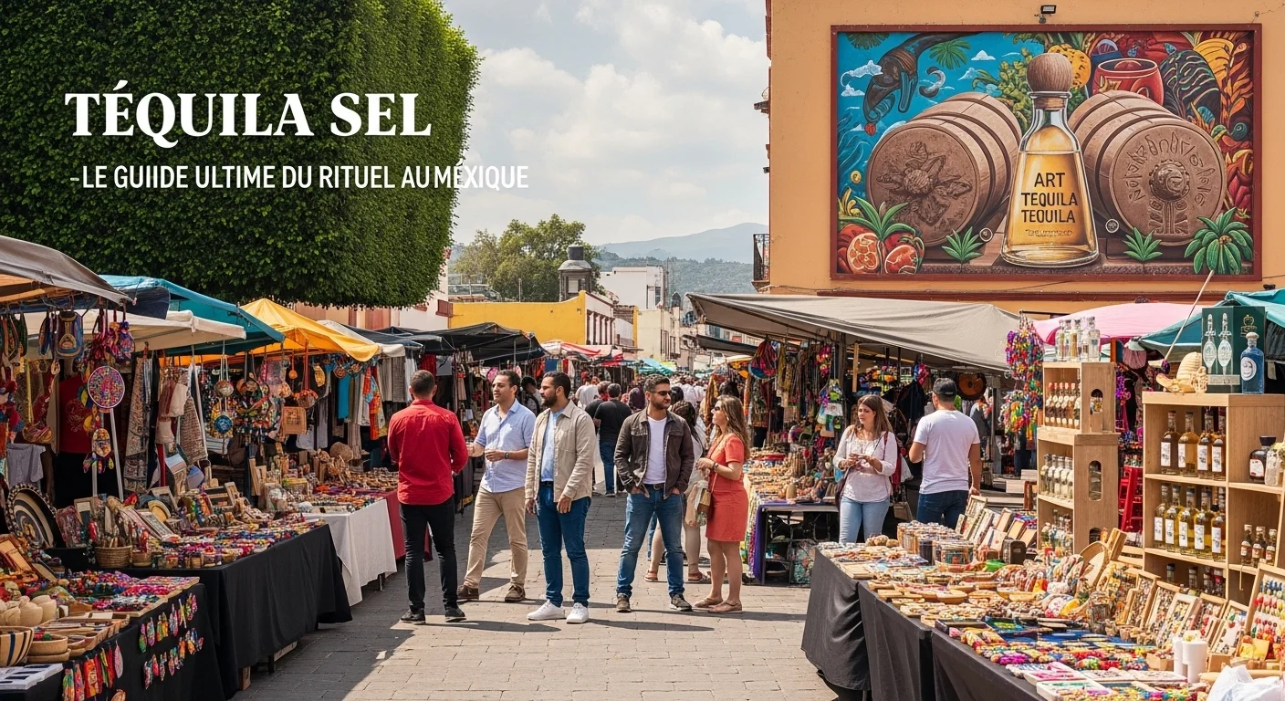 Paisaje mexicano moderno con elementos culturales y turísticos sobre Tequila Sel