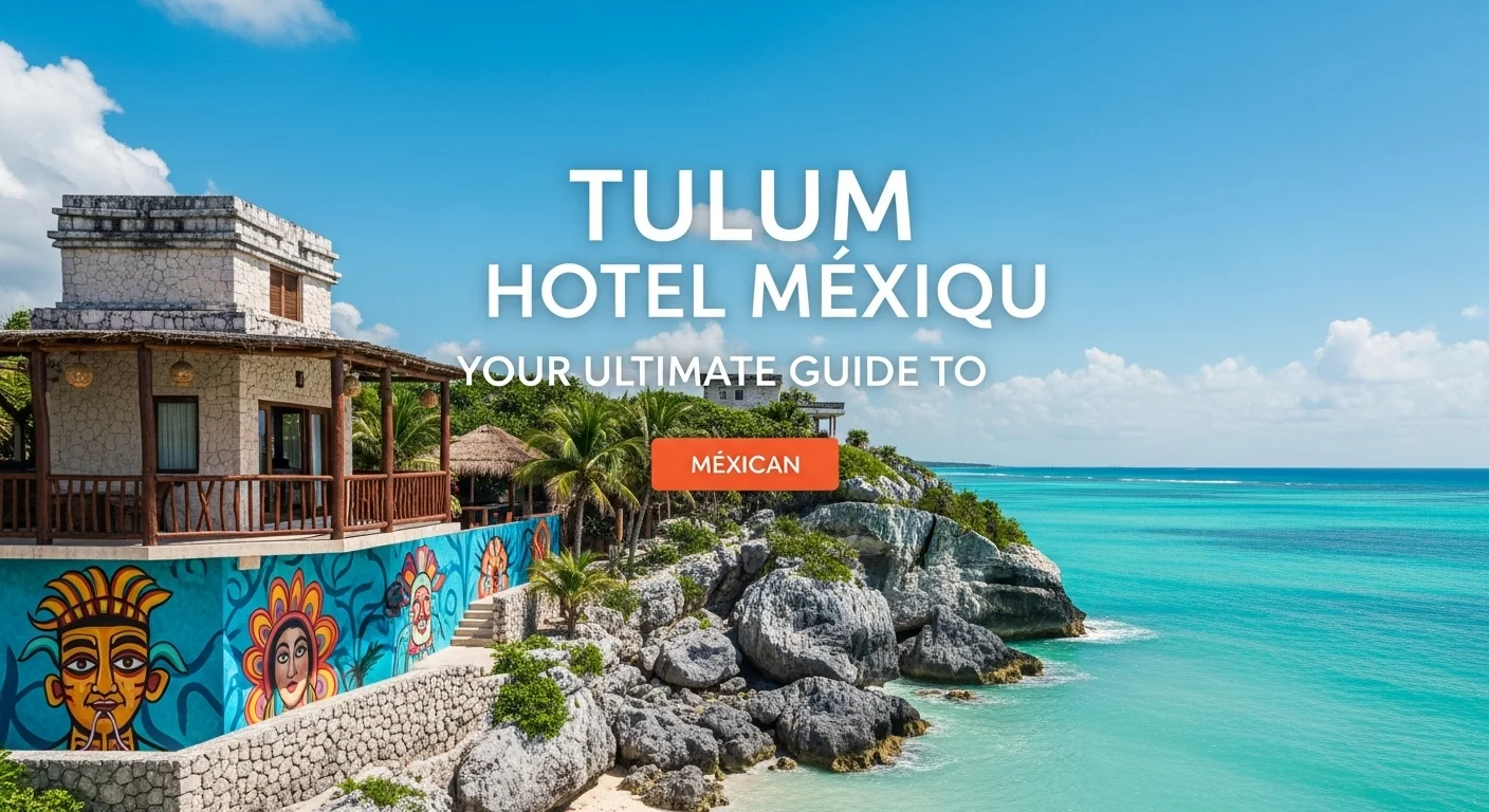 Paisaje mexicano moderno con elementos culturales y turísticos sobre Tulum Hotel Mexiqu