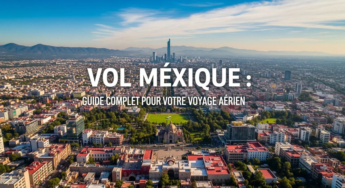 Paysage aérien du Mexique montrant la connexion entre la modernité et la culture, symbolisant un vol vers le Mexique.