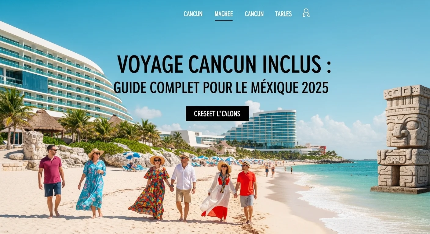 Paysage mexicain moderne avec éléments culturels et touristiques sur Voyage Cancun Inclus